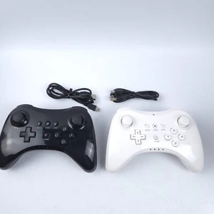 2 Pack Replacement For Nintendo Wii U Wireless Pro Controller Black White - Picture 1 of 6