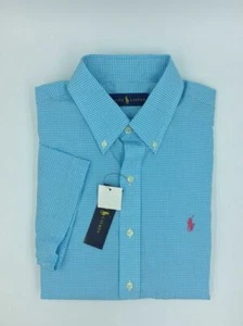 POLO RALPH LAUREN Men's Short Sleeve Button Down Blue Gingham - Size M - Picture 1 of 1