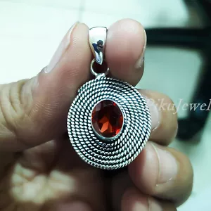Faceted Red Garnet Gemstone 925 Sterling Silver Handmade Jewelry Pendant/p419 - Picture 1 of 6