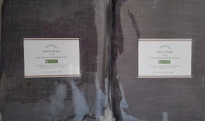 2 cortinas superiores Pottery Barn EMERY Blackout forro 3 en 1 poste ~ 50x84" ~ CARBÓN Foto 1 de 2