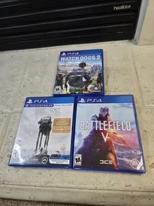 Watchdogs 2 Battlefront Ultimate Edition Battlefield V PS4 Game Lot - Picture 1 of 4