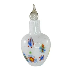 Murano Style Hand Blown Multicolor Millefiori Glass Bottle With Stopper Art Deco - Picture 1 of 8