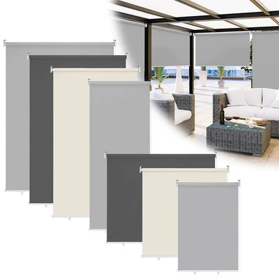 Senkrechtmarkise 100% blickdicht Markise Doppelrollo Sonnenschutz Außenrollo - Bild 1 von 4