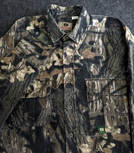 Vintage Mossy Oak Shirt Men's Size Large Long Sleeve Chamois Breakup Made In USA - Picture 1 of 13