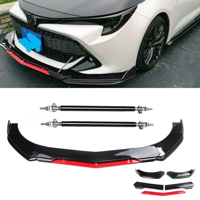 Front Bumper Lip Splitter Spoiler Body Kit Glossy Black Red For Toyota Corolla Foto 1 de 4