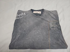 SALVAGE Clothing Brand Y2K Gray Washed Studded Distressed TShirt SZ XL - Picture 1 of 15