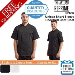 🔥 Artisan Collection by Reprime Short Sleeve Recycled Chef Coat Up To 4XL RP656 - Picture 1 of 7