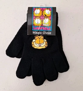 Guantes Mágicos Garfield Tejidos Invierno Vintage Bordados Negros Talla Única NUEVO - Imagen 1 de 5