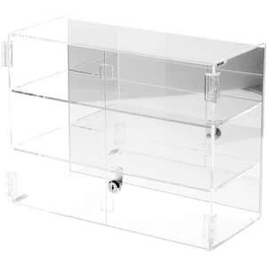 Plymor Acrylic Rectangular Locking Case, 2 Shelves (Mirrored), 12" x 16" x 7" - Picture 1 of 1