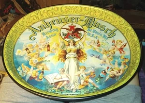 Vintage Pre pro beer tray Anheuser Busch brewing St Louis MO oval cherubs angels - Picture 1 of 3