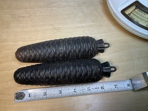 Antique Cast Iron PineCone Cuckoo Clock Weights 7 inch - Picture 1 of 9