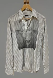 MIU MIU Menswear Rare Vintage 90's 00's Graphic Grey Striped LS Shirt Size 15.5" - Bild 1 von 12