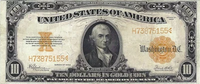 1922 $10 Large Size Gold Certificate, Speelman-White, Circulated - Image 1 of 2