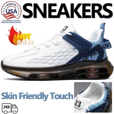 Men's Sneakers Outdoor Athletic Jogging Tennis Gym Sports Shoes Breathable Soft - Image 1 of 4