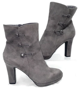 IMPO OSHEA Women's High Heel Ankle Boots Faux Suede Size 9.5M Gray B*O - Picture 1 of 8