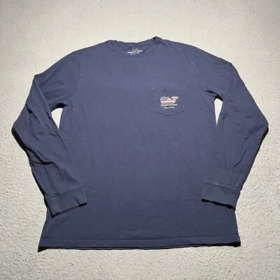 Camiseta Vineyard Vines Para Hombre Pequeña Azul Manga Larga Puerta Condado Cuello Redondo Foto 1 de 4