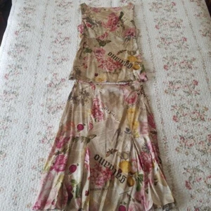Galliano Silk Top & Skirt Set Size 38 Beige Spring/Summer from Japan - Picture 1 of 9