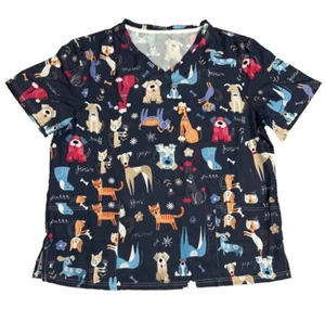 Print Scrubs for Women Veterinarian Tech Pediatric Nurse Work Uniform Hospital - Picture 1 of 30