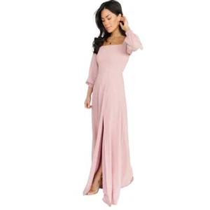 Neu mit Etikett Baltic Born Giselle Maxikleid Rouge Rosa gesmokter Chiffon Small - Bild 1 von 10