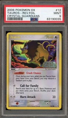 Pokemon Tauros EX Crystal Guardians Reverse Holo Rare #12 PSA 9 Mint - Image 1 of 2