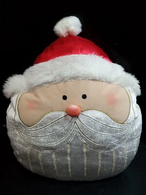"Almohada navideña vintage blanca con forma de cara de Papá Noel 12"" sombrero rojo"  Foto 1 de 4