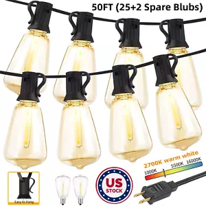 Cadena de luces LED para exteriores de 50 pies - 500 pies regulables impermeables ST38 LED luces de patio - Imagen 1 de 34