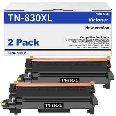 2PK TN830XL Toner Compatible for Brother TN830 XL DCP-L2647DW HL-L2405W L2460DW - Image 1 of 4