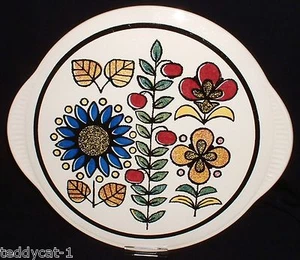 Tortenplatte 40er/50er Jahre ~ Blumen Spritzdekor ~ LIMBURG ECHT DOM KERAMIK - Picture 1 of 3