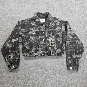 Ashley Vintage Charm zugeschnittene Denimjacke Damen groß schwarz Brusttaschen Biker - Bild 1 von 17