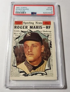 ROGER MARIS -- 1961 TOPPS -- ALL-STAR -- #576 -- PSA VG-EX 4 - Picture 1 of 1