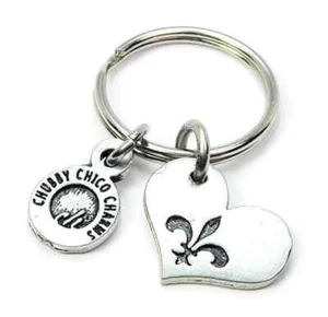 Chubby Chico Charms - Fleur De Lis Heart - Keychain New in Box Free Ship - Picture 1 of 9