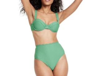 Bikini Rhode Bikini Demitasse Kelly Verde Festoneado Talla Grande 12-14 Nuevo con Etiquetas - Imagen 1 de 15