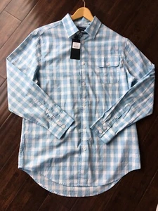 Men’s NWT Five Four Button Down Brandyn Shirt Blue White Check Large - Picture 1 of 11
