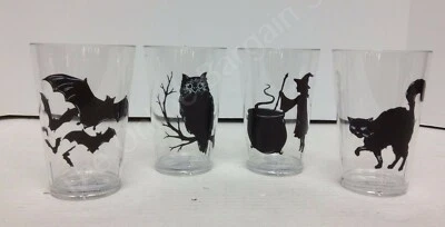 4 vasos de plástico Pottery Barn niños Halloween vasos murciélago gato búho bruja Foto 1 de 4