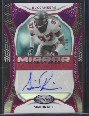 SIMEON RICE 2022 PANINI CERTIFIED PURPLE FOIL MIRROR AUTO #D 08/10 - Image 1 of 2