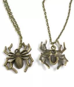 Bronze Spider Stainless Steel Pendant Necklace - Black Widow, Goth, Halloween - Picture 1 of 2