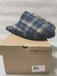 Portland Boot Company Men's Autumn Cushioned Cozy Slippers, Blue Plaid, Size 12 - Picture 1 of 5
