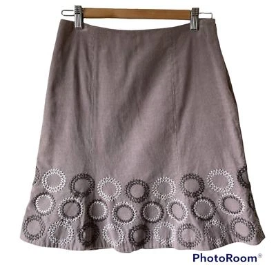 Falda Boden Cordón Bordado Dobladillo Starburst Línea A Pana Talla 4P Gris Taupe  Foto 1 de 4