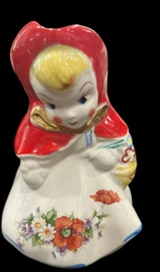 Jarra Crema Caperucita Roja Casco Pintado a Mano Diseño Floral - Imagen 1 de 6