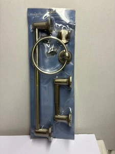 4 PCS Satin Nickel Towel Bar Bath Accessory Set Unopened Old Stock - Picture 1 of 8