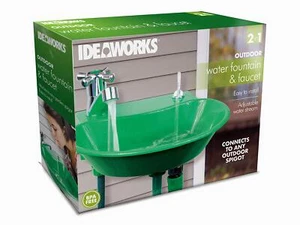 2-in-1 Outdoor Water Fountain and Faucet, Green - Picture 1 of 5