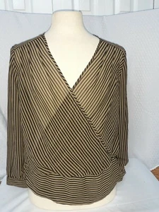 Top único de mujer Spectrum verde negro blanco a rayas con botones manga larga talla L - Imagen 1 de 8