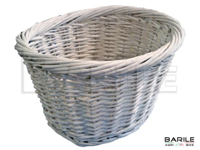BARILEAGRIBIKE Cestino Vimini Bianco Anteriore Bici Bacchetta - Olanda - Graziella - City Bike