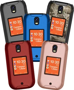Grid Textured Hard Case Slim Cover for Consumer Cellular Iris Flip Phone - Picture 1 of 42