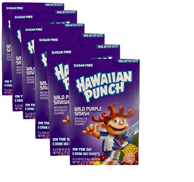HAWAIIAN PUNCH Wild Purple Smash Singles To Go Lot Of 6 boxes 48 packs - Image 1 of 2
