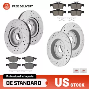 Front Rear Drilled Rotors & Brake Pads for 2013-2016 Ford Escape 1.6L FWD & 2.5L - Picture 1 of 10