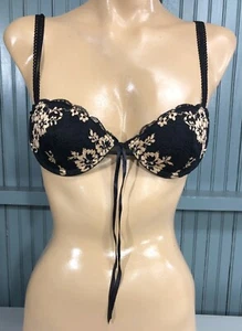 Rampage Black Floral Sexy 36B Stretch Bra Brassiere - Picture 1 of 5