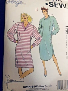VTG Kwik Sew 1782 Misses Nightshirt Dorm Shirt Tunic Kwik Serge SX XS -XL - Picture 1 of 6