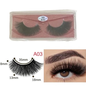 Vegan Faux Mink 3D Light-weight False Volume Eyelashes Style A03 (lashes only) - Picture 1 of 4