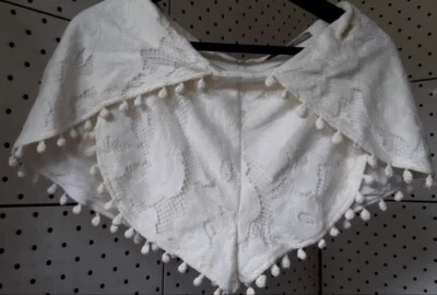 Pantalones Cortos Para Mujer GUESS Los Angeles Verano Algodón Marfil Guipur Envolvente Talla 27 Foto 1 de 4